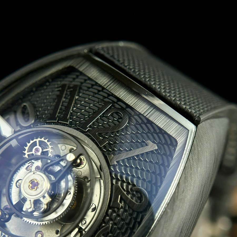 Reloj réplica: Franck Muller Grand Central Tourbillon, carbono negro, esfera con números arábigos, 44 mm — de calidad superior – Foto 5