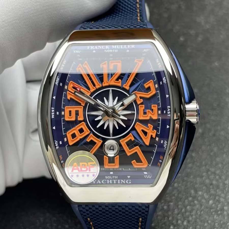 Reloj réplica: Franck Muller Vanguard Yachting V45, esfera azul, naranja, números arábigos, correa de caucho, ABF 45 mm — con excelentes valoraciones – Foto 3