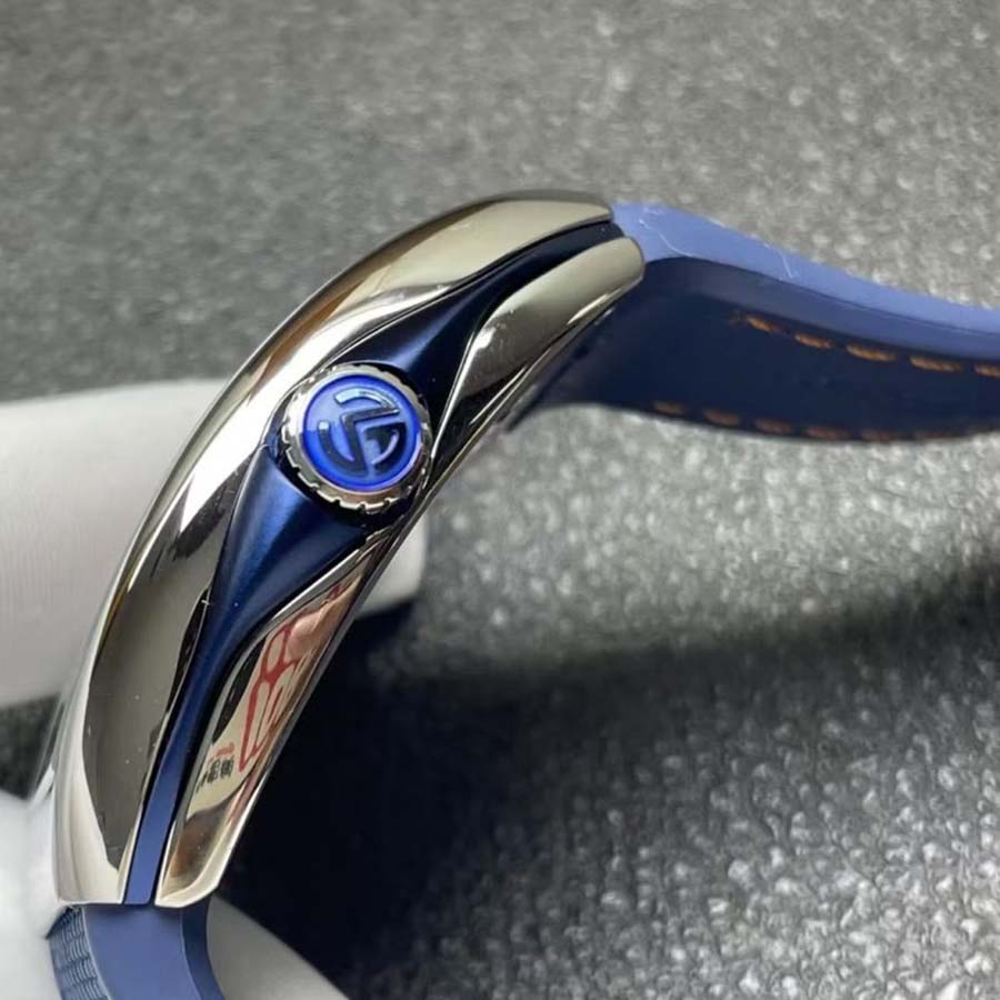 Reloj réplica: Franck Muller Vanguard Yachting V45, esfera azul, naranja, números arábigos, correa de caucho, ABF 45 mm — con excelentes valoraciones – Foto 5