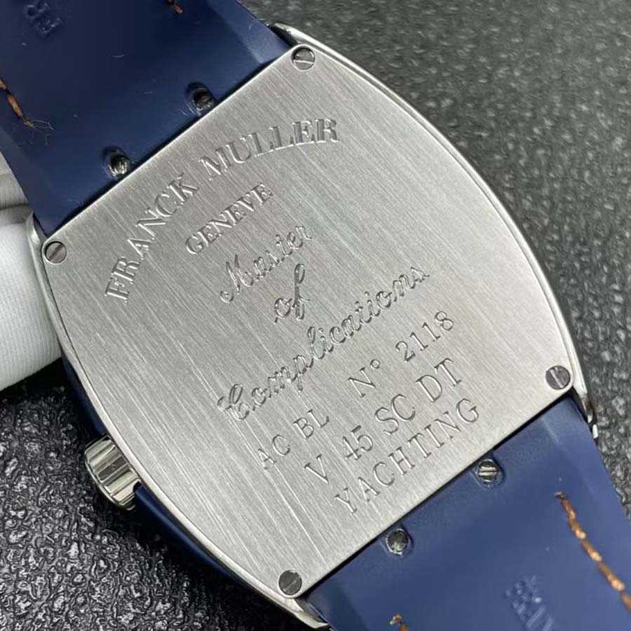 Reloj réplica: Franck Muller Vanguard Yachting V45, esfera azul, naranja, números arábigos, correa de caucho, ABF 45 mm — con excelentes valoraciones – Foto 6