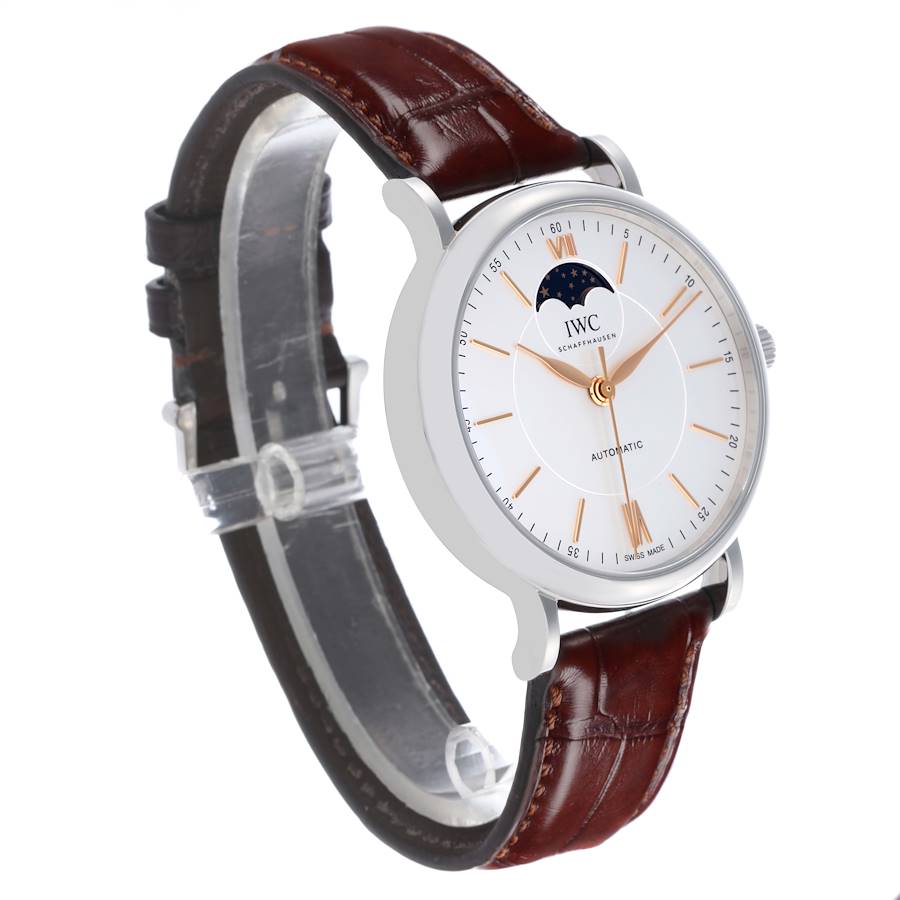 Reloj réplica para hombre: IWC Portofino, fase lunar, esfera plateada, acero, IW459401 — económico – Foto 3