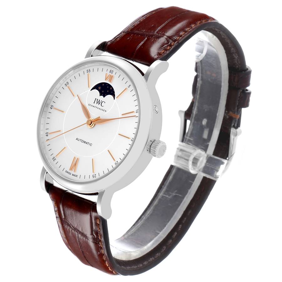 Reloj réplica para hombre: IWC Portofino, fase lunar, esfera plateada, acero, IW459401 — económico – Foto 4