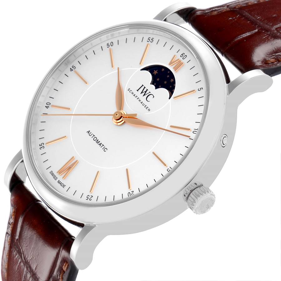 Reloj réplica para hombre: IWC Portofino, fase lunar, esfera plateada, acero, IW459401 — económico – Foto 5