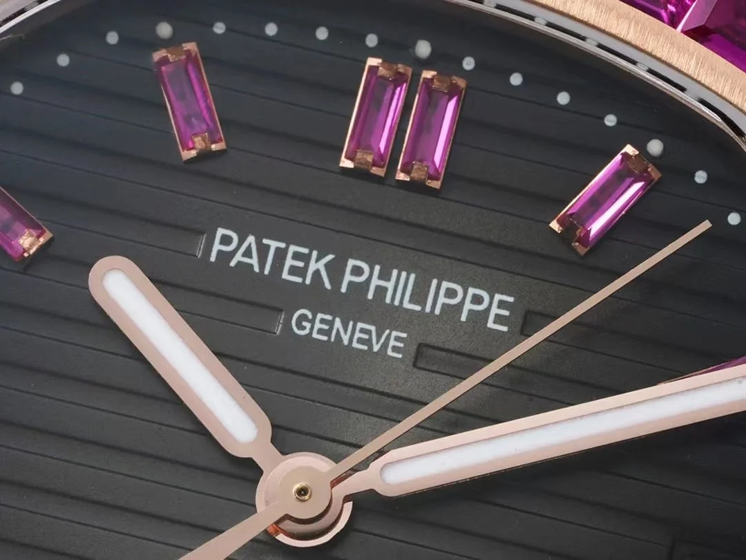 Reloj réplica: Patek Philippe 40 mm, oro rosa, esfera negra, engaste integral — extraordinario – Foto 4