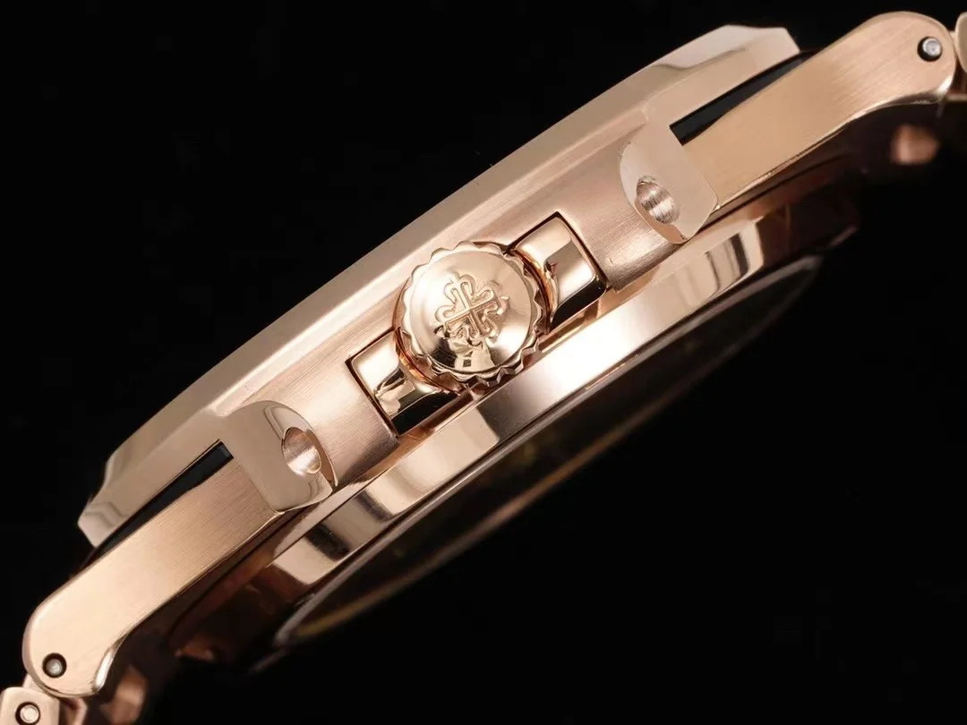 Reloj réplica: Patek Philippe 40 mm, oro rosa, esfera negra, engaste integral — extraordinario – Foto 5