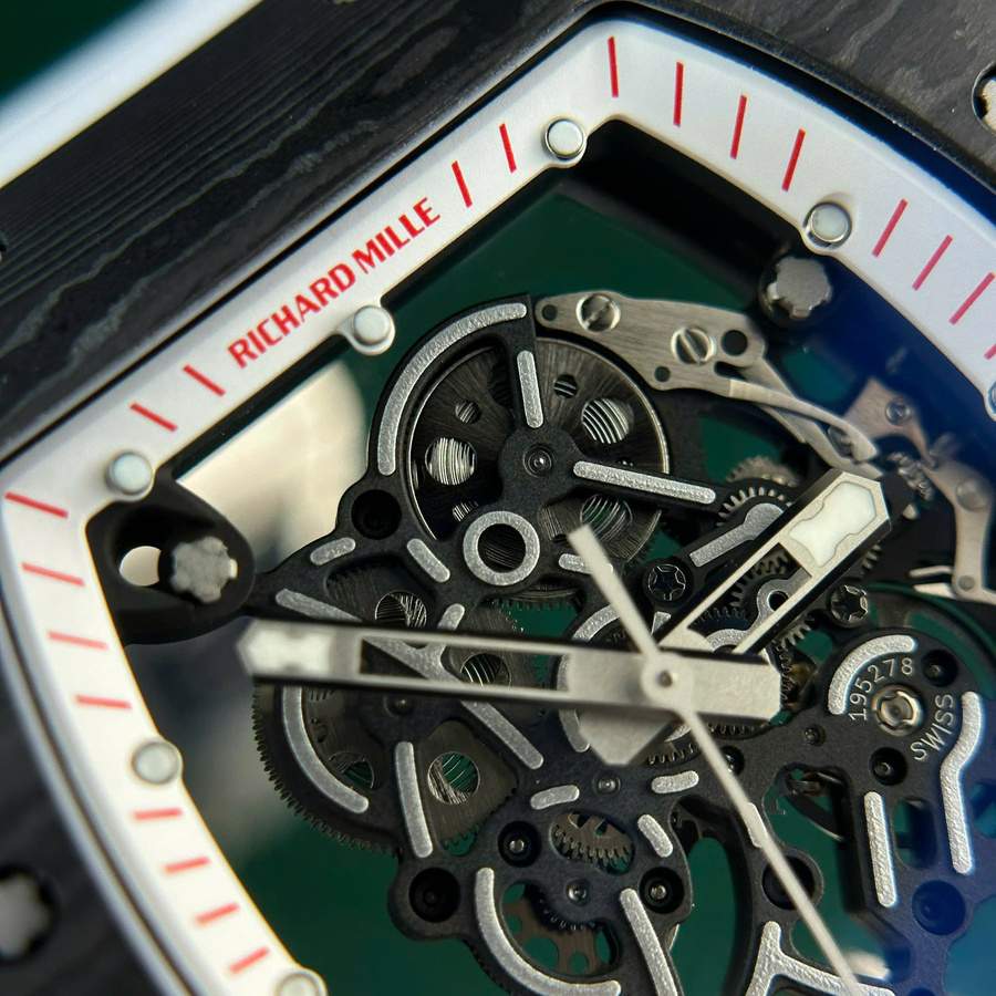 Reloj réplica: Richard Mille RM 055 Bubba Watson, fibra de carbono, blanco, 42.7 X 49,9 mm — atractivo – Foto 5