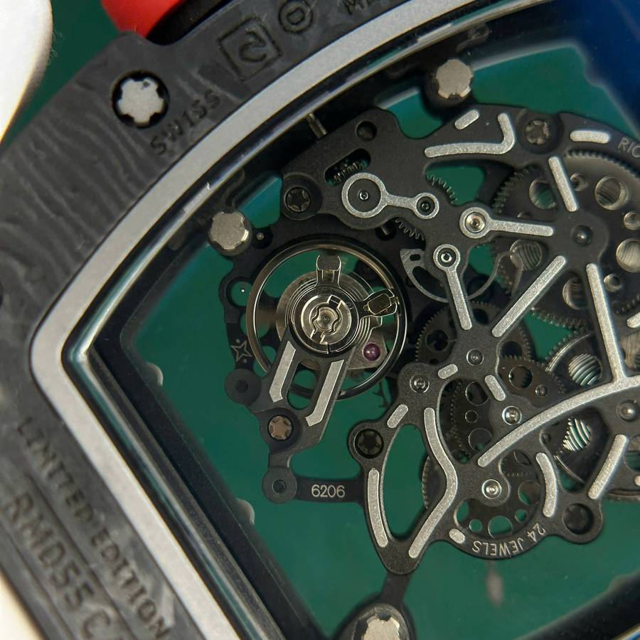 Reloj réplica: Richard Mille RM 055 Bubba Watson, fibra de carbono, blanco, 42.7 X 49,9 mm — atractivo – Foto 8
