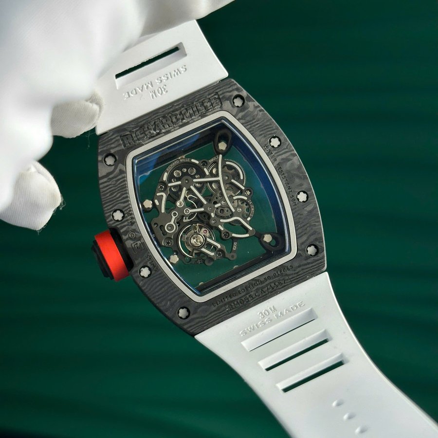 Reloj réplica: Richard Mille RM 055 Bubba Watson, fibra de carbono, blanco, 42.7 X 49,9 mm — atractivo – Foto 9