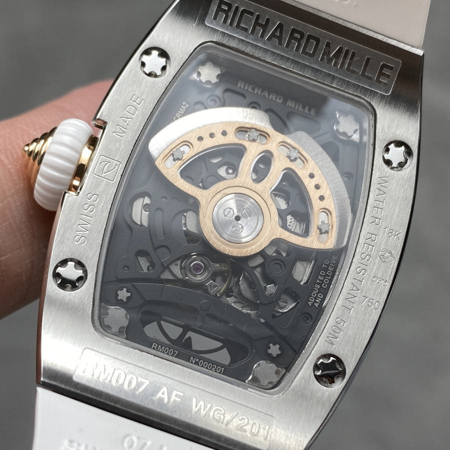 Reloj réplica: Richard Mille RM 07-01, cerámica blanca, caja, correa de caucho blanca, BBA, fabricante, 45.32 X 32,3 mm — bello – Foto 7