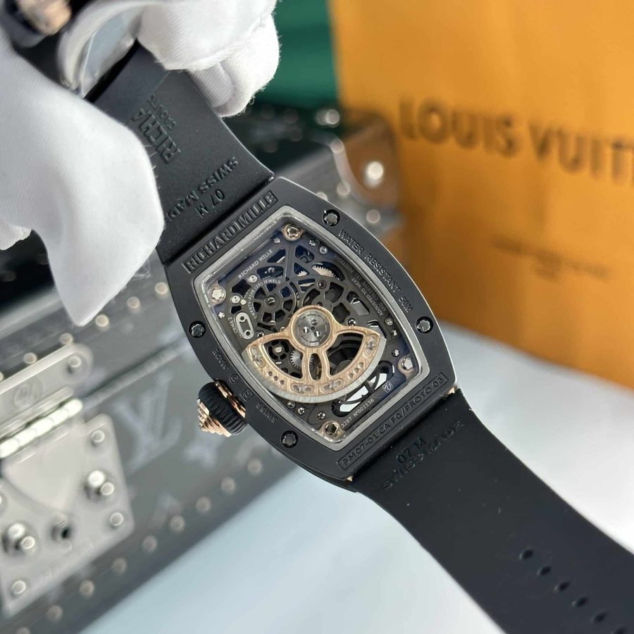Reloj réplica: Richard Mille RM 07-01, cerámica, oro rosa, Black Lip 45.32 X 32,3 mm — de los mejores – Foto 7