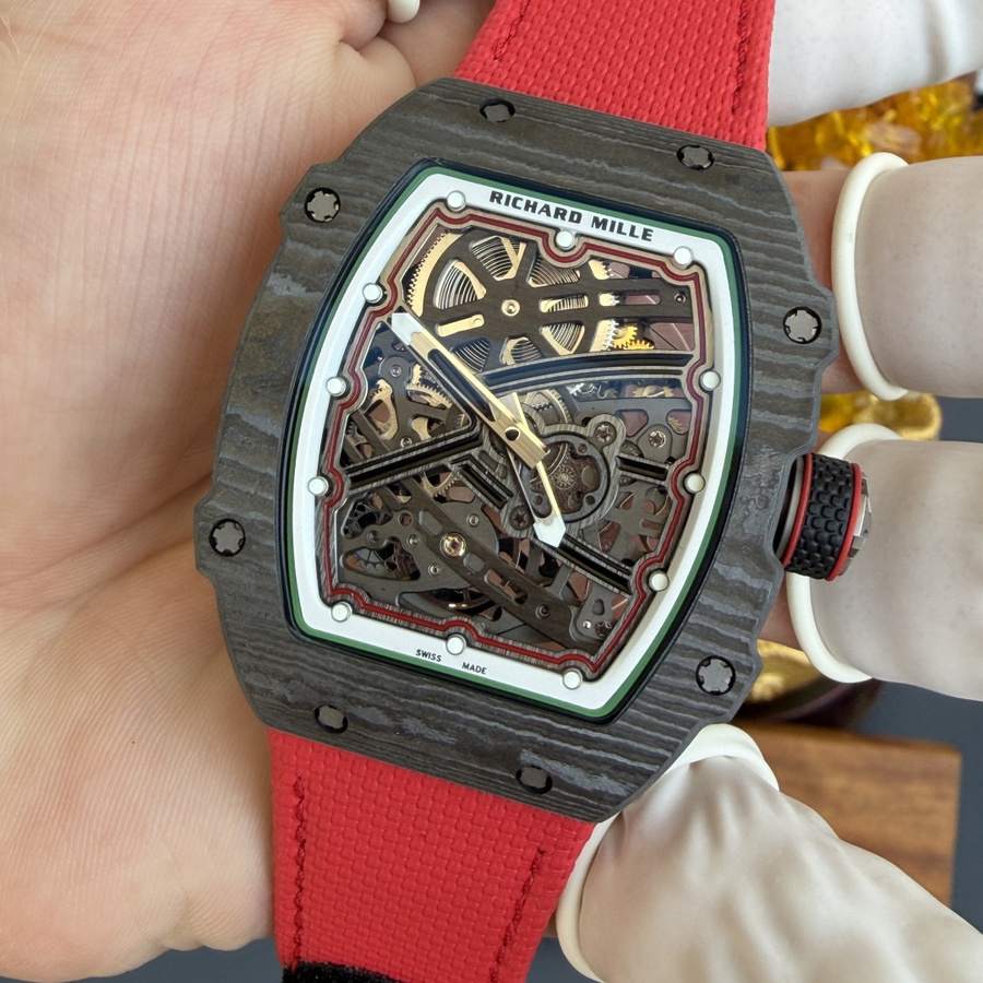 Reloj réplica: Richard Mille RM 67-02, extraplano, italia, Carbon TPT, rojo, verde, 38.7 X 47,52 mm — clásico – Foto 4