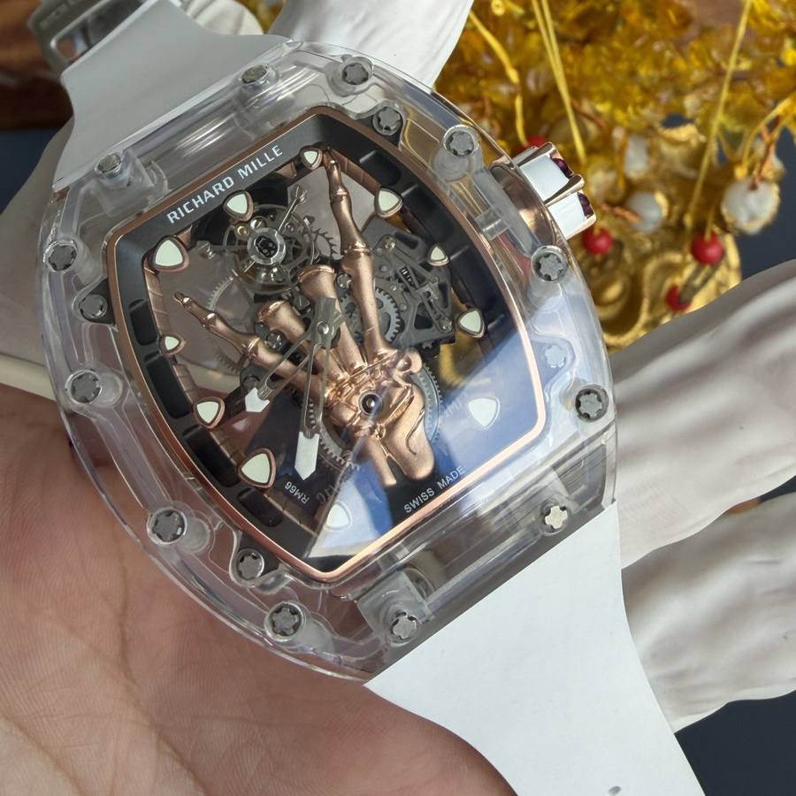 Reloj réplica: Richard Mille RM 66, volante, tourbillon, hecho a medida, auténtico, blanco, zafiro, 42,7 mm X 49,94 mm — rentable – Foto 3