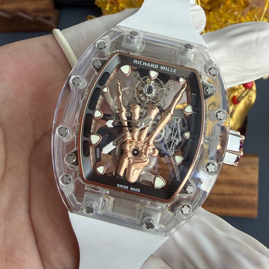 Reloj réplica: Richard Mille RM 66, volante, tourbillon, hecho a medida, auténtico, blanco, zafiro, 42,7 mm X 49,94 mm — rentable – Foto 4