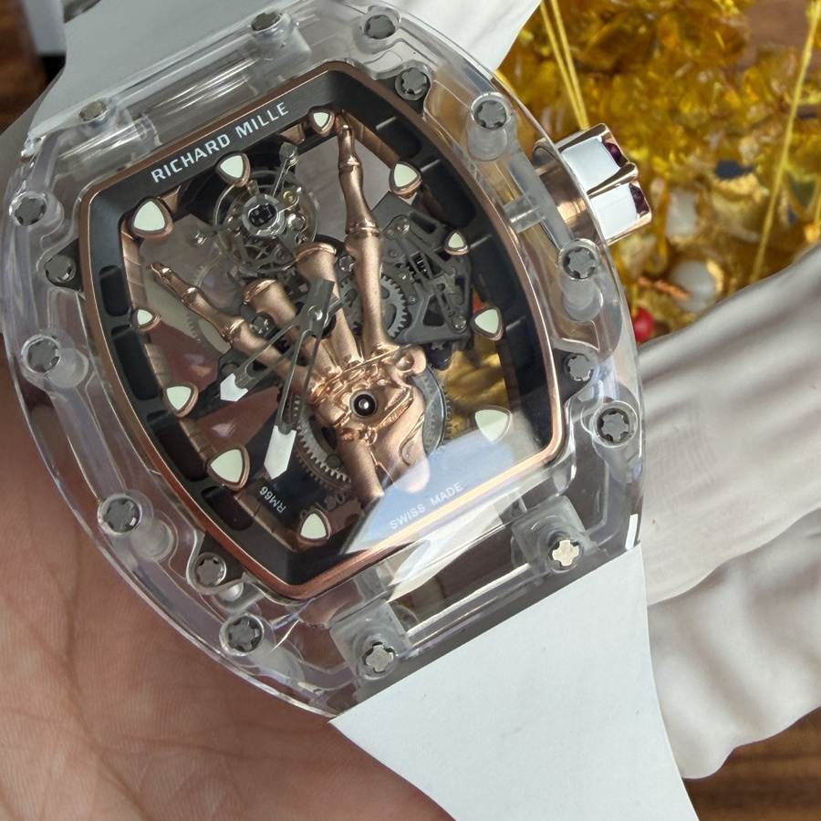 Reloj réplica: Richard Mille RM 66, volante, tourbillon, hecho a medida, auténtico, blanco, zafiro, 42,7 mm X 49,94 mm — rentable – Foto 5