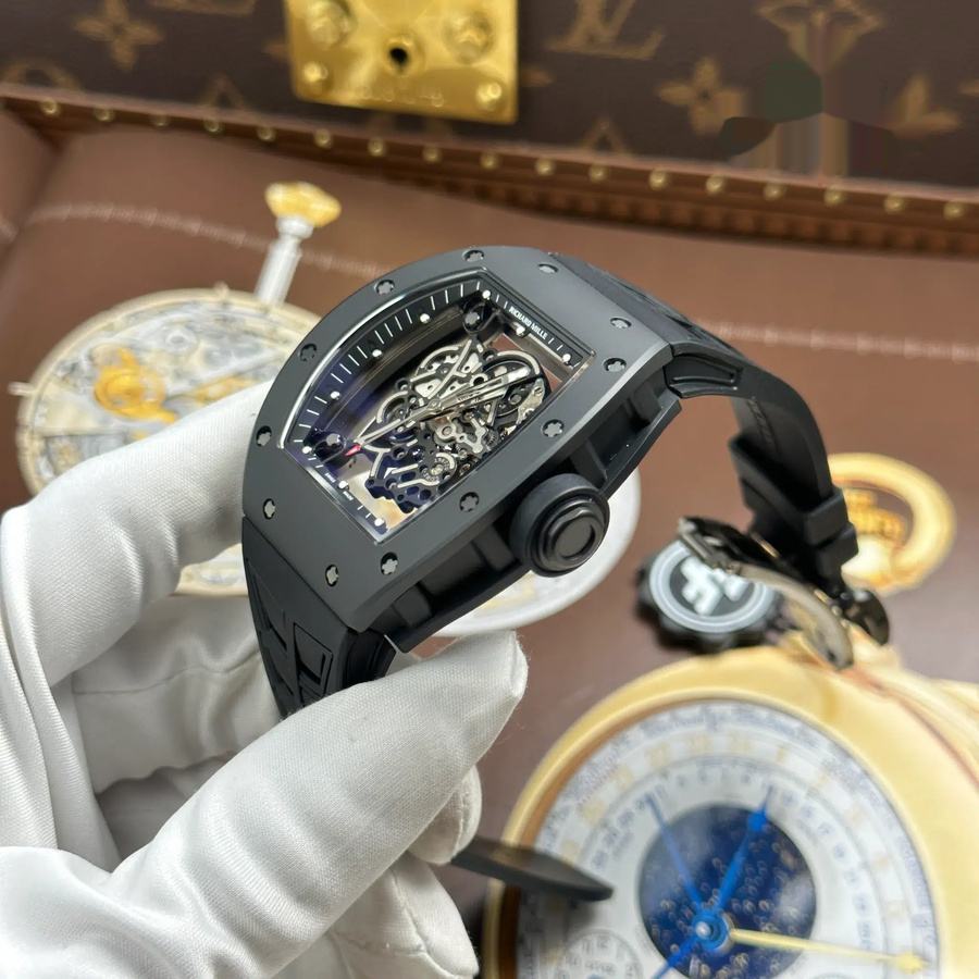 Reloj réplica: Richard Mille RM 055 Bubba Watson, completamente negro, cerámica, correa de caucho, ZF 42,7 mm — espectacular – Foto 3