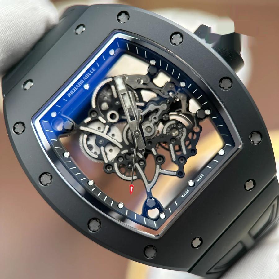 Reloj réplica: Richard Mille RM 055 Bubba Watson, completamente negro, cerámica, correa de caucho, ZF 42,7 mm — espectacular – Foto 5