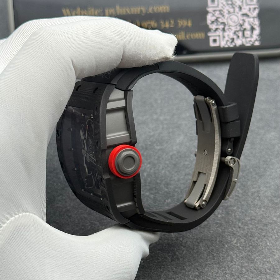 Reloj réplica: Richard Mille RM 055 Bubba Watson, oscuro, hecho a medida, NTPT, fibra de carbono, movimiento vaucher — destacado – Foto 10