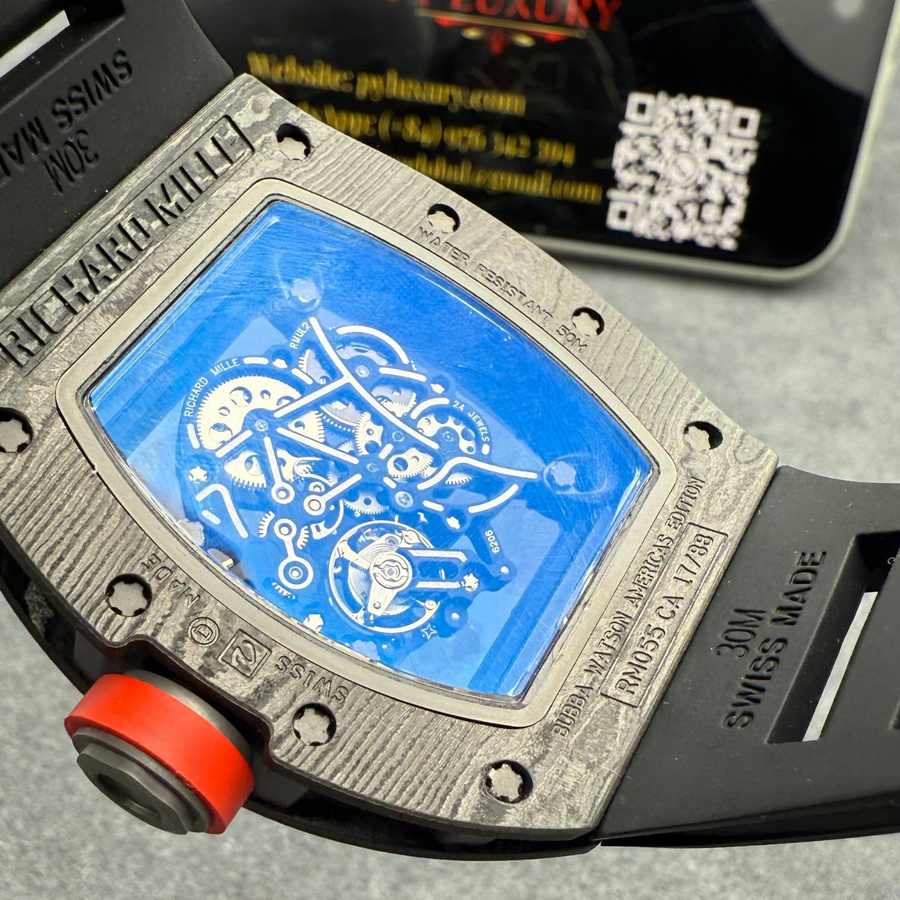 Reloj réplica: Richard Mille RM 055 Bubba Watson, oscuro, hecho a medida, NTPT, fibra de carbono, movimiento vaucher — destacado – Foto 12