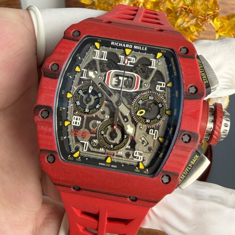 Reloj réplica: Richard Mille RM 11-03, rojo, Quartz TPT, automático, cronógrafo, 49.94 X 44,5 mm — de acabado exquisito – Foto 4