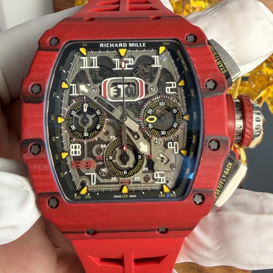Reloj réplica: Richard Mille RM 11-03, rojo, Quartz TPT, automático, cronógrafo, 49.94 X 44,5 mm — de acabado exquisito – Foto 5