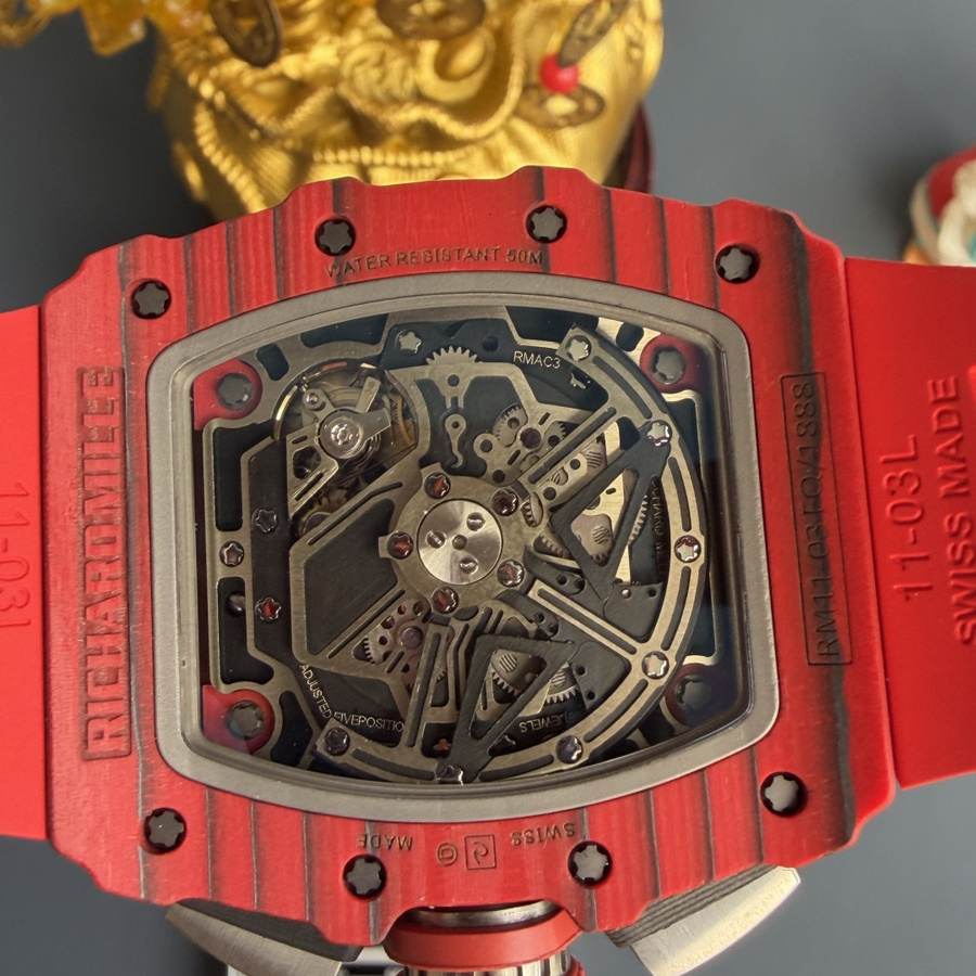 Reloj réplica: Richard Mille RM 11-03, rojo, Quartz TPT, automático, cronógrafo, 49.94 X 44,5 mm — de acabado exquisito – Foto 8