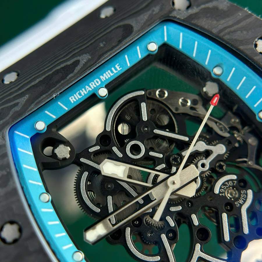 Reloj réplica: Richard Mille RM 055 Yas Marina Circuit Carbon TPT, correa de caucho blanca, ZF 42,7 mm — muy demandado – Foto 6