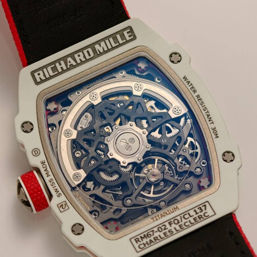 Reloj réplica: Richard Mille, extraplano, RM 67-02 Charles Leclerc Monaco, blanco, Quartz TPT 38.7 X 47,52 mm — de alta gama – Foto 7
