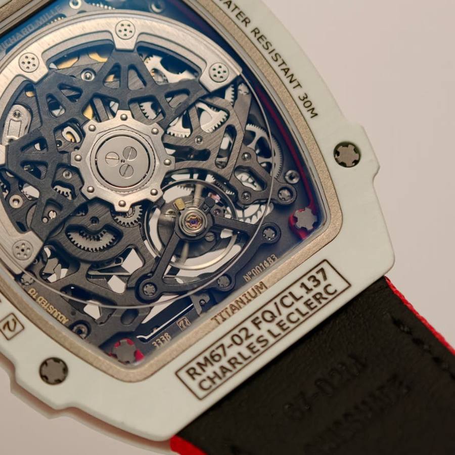 Reloj réplica: Richard Mille, extraplano, RM 67-02 Charles Leclerc Monaco, blanco, Quartz TPT 38.7 X 47,52 mm — de alta gama – Foto 9