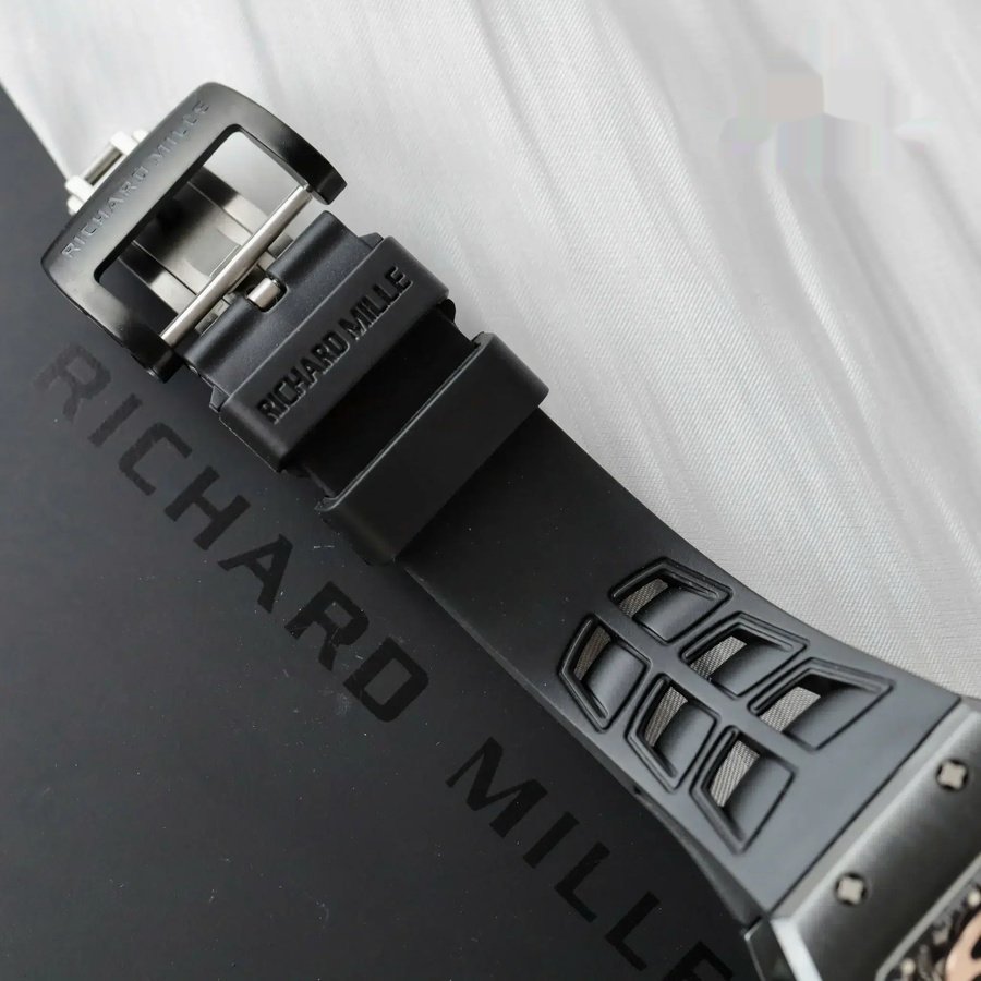 Reloj réplica: Richard Mille RM 52-01 Skull, tourbillon, cerámica negra, correa de caucho, 43 mm — de alta precisión – Foto 8