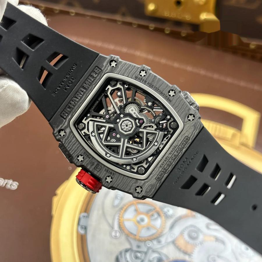 Reloj réplica: Richard Mille RM 35-03 Rafael Nadal, carbono negro, 43,2 mm X 50 mm — de gran valor – Foto 11