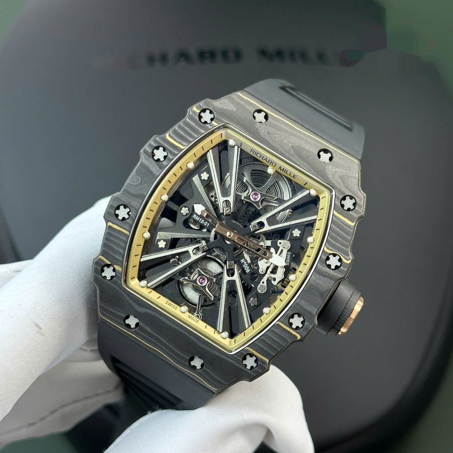 Reloj réplica: Richard Mille RM 12-01, tourbillon, edición limitada, Carbon TPT 48 mm X 39,3 mm — impecable – Foto 3