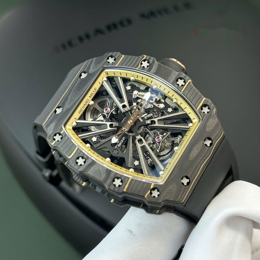 Reloj réplica: Richard Mille RM 12-01, tourbillon, edición limitada, Carbon TPT 48 mm X 39,3 mm — impecable – Foto 4