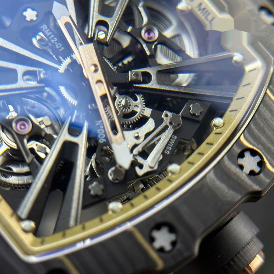 Reloj réplica: Richard Mille RM 12-01, tourbillon, edición limitada, Carbon TPT 48 mm X 39,3 mm — impecable – Foto 6