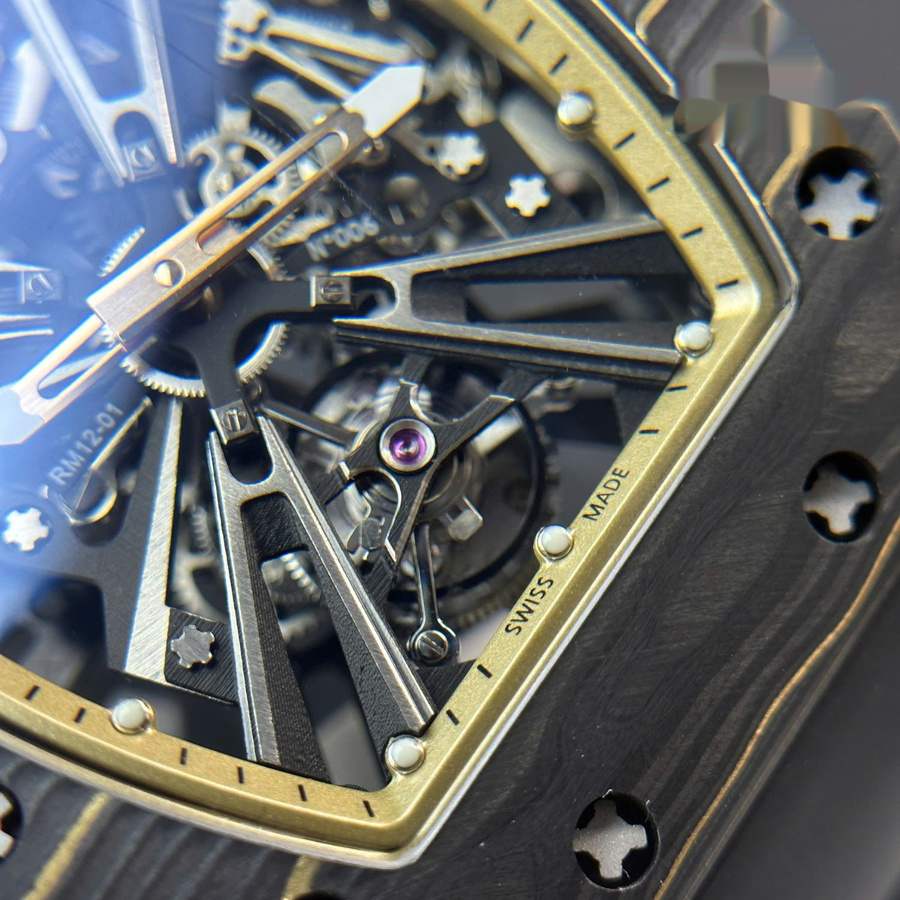 Reloj réplica: Richard Mille RM 12-01, tourbillon, edición limitada, Carbon TPT 48 mm X 39,3 mm — impecable – Foto 7