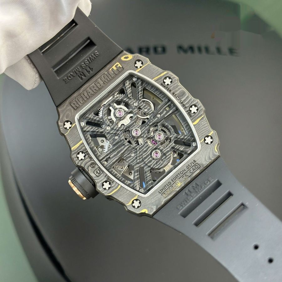 Reloj réplica: Richard Mille RM 12-01, tourbillon, edición limitada, Carbon TPT 48 mm X 39,3 mm — impecable – Foto 11