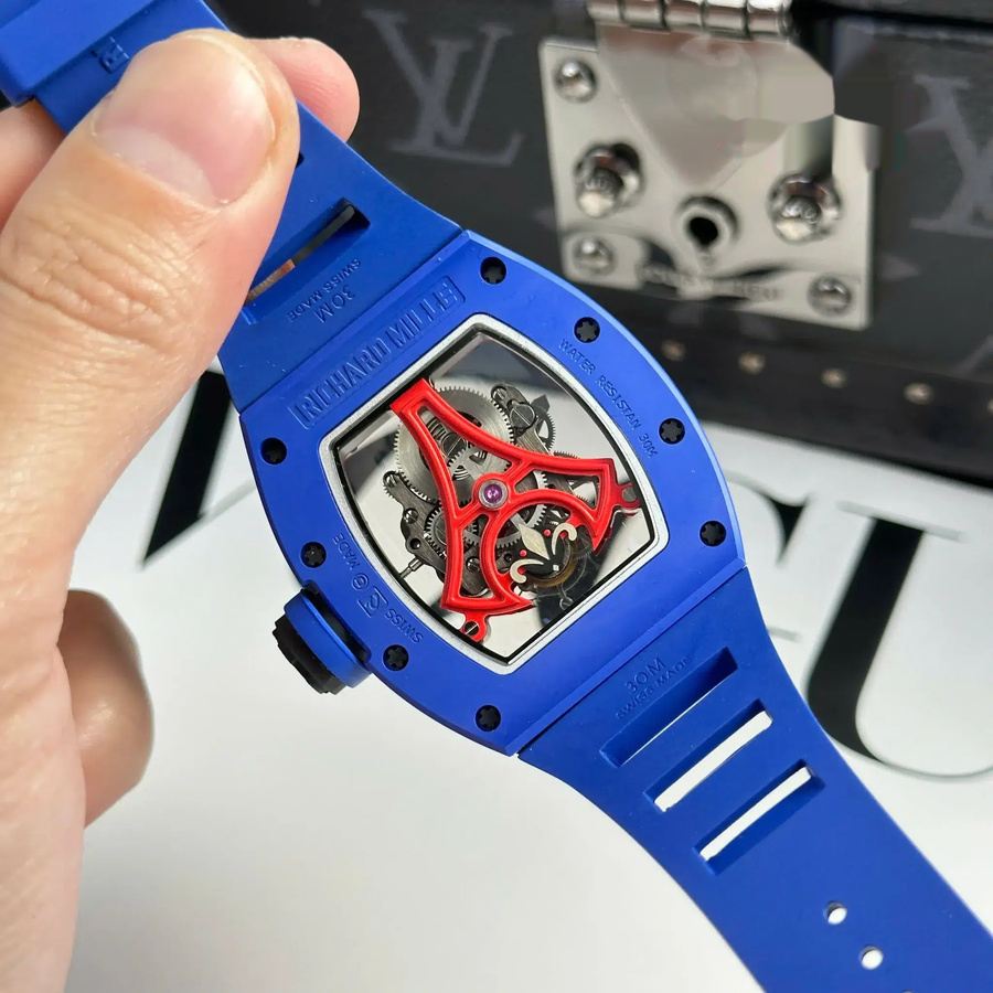 Reloj réplica: Richard Mille RM 52-03 Paris Saint-Germain, tourbillon, cerámica azul, correa de caucho, 48 mm X 39,3 mm — a buen precio – Foto 9