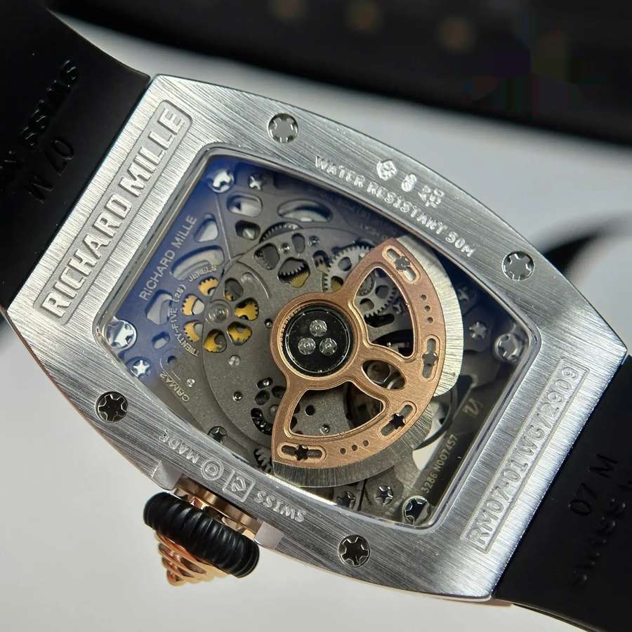 Reloj réplica: Richard Mille RM 07-01 Lady, diamantes, negro, ónice, esfera, correa de caucho negra, ZF 45.32 X 32,3 mm — lujoso – Foto 9