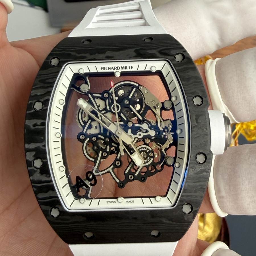Reloj réplica: Richard Mille RM 055 Bubba Watson, blanco, Carbon NTPT, movimiento vaucher, 42,7 mm X 49,9 mm — popular – Foto 5