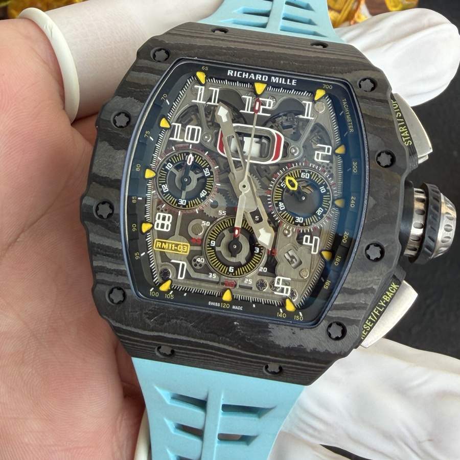 Reloj réplica: Richard Mille RM 11-03, negro, Carbon TPT, automático, cronógrafo, 49.94 X 44,5 mm — de gran lujo – Foto 3