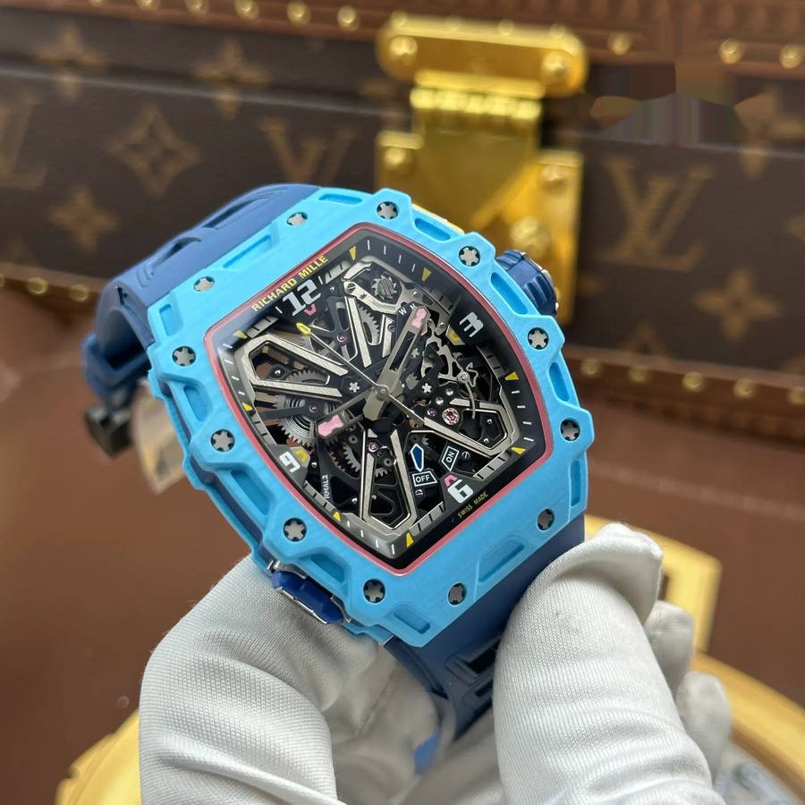 Reloj réplica: Richard Mille RM 35-03 Rafael Nadal, pastel, azul, cuarzo, 43,2 mm X 50 mm — sofisticado – Foto 4
