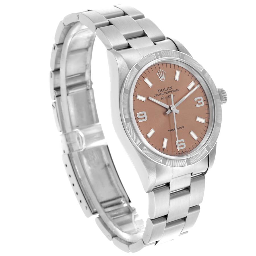Reloj réplica para hombre: Rolex Air King 34, esfera salmón, bisel guilloché, acero, 14010 — de última novedad – Foto 3