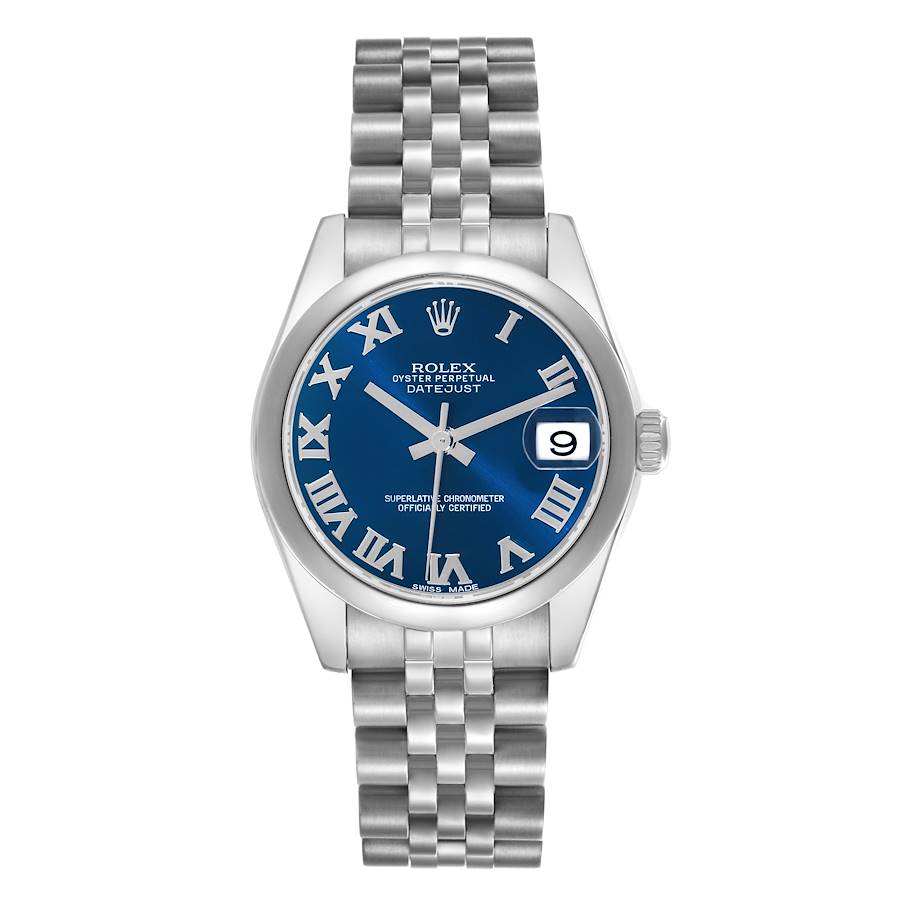 Reloj réplica para mujer: Rolex Datejust, tamaño mediano, 31, azul, esfera con números romanos, acero, 178240 — sofisticado – Foto 1