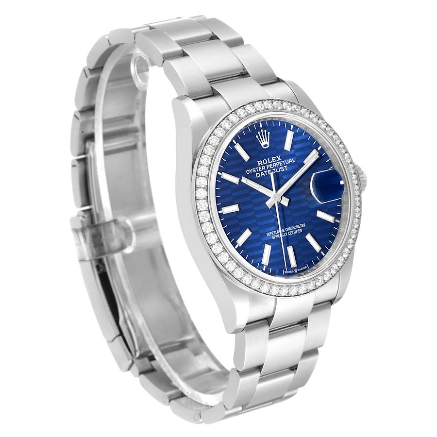 Reloj réplica para hombre: Rolex Datejust, acero, azul, esfera estriada, diamante, 126284 — a buen precio – Foto 3