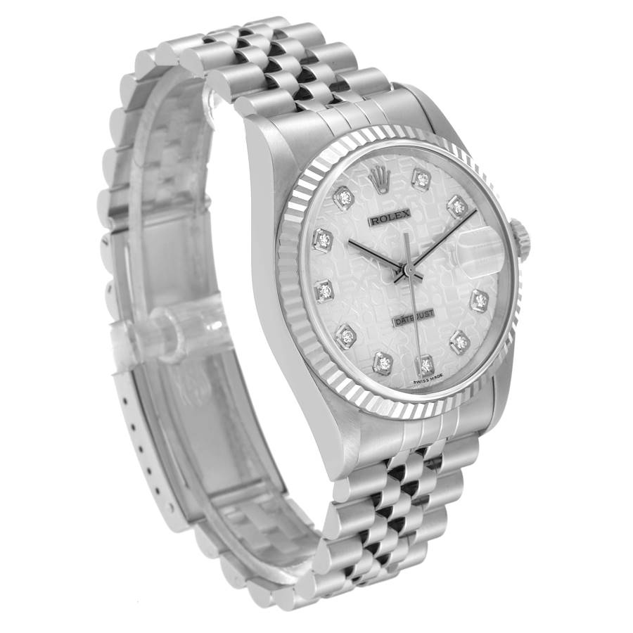Reloj réplica para hombre: Rolex Datejust, acero y oro blanco, plateado, esfera de aniversario con diamantes, 16234 — espectacular – Foto 3