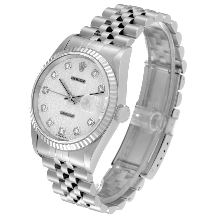 Reloj réplica para hombre: Rolex Datejust, acero y oro blanco, plateado, esfera de aniversario con diamantes, 16234 — espectacular – Foto 4
