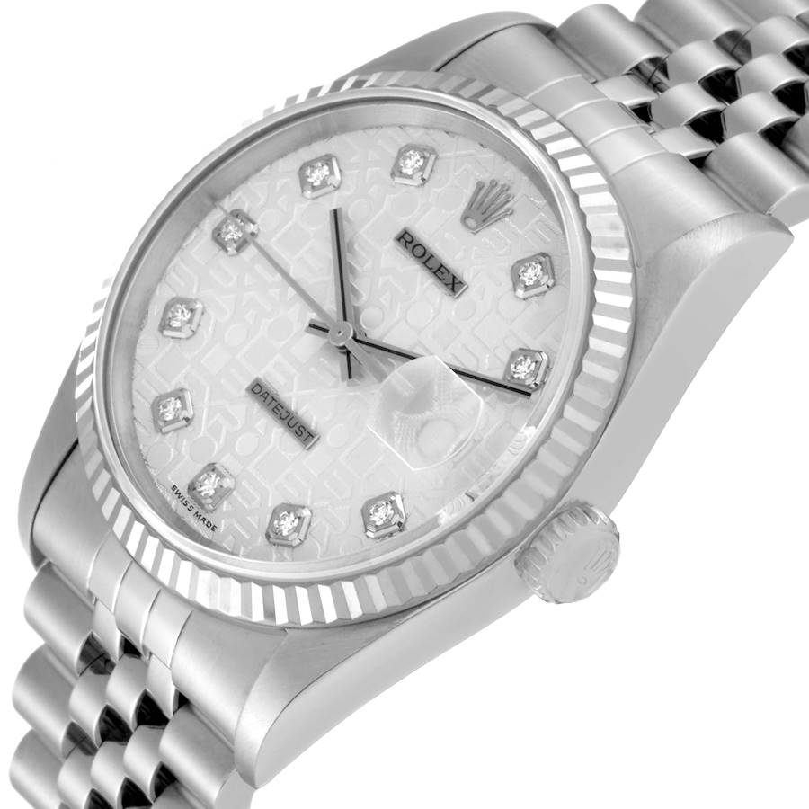 Reloj réplica para hombre: Rolex Datejust, acero y oro blanco, plateado, esfera de aniversario con diamantes, 16234 — espectacular – Foto 5