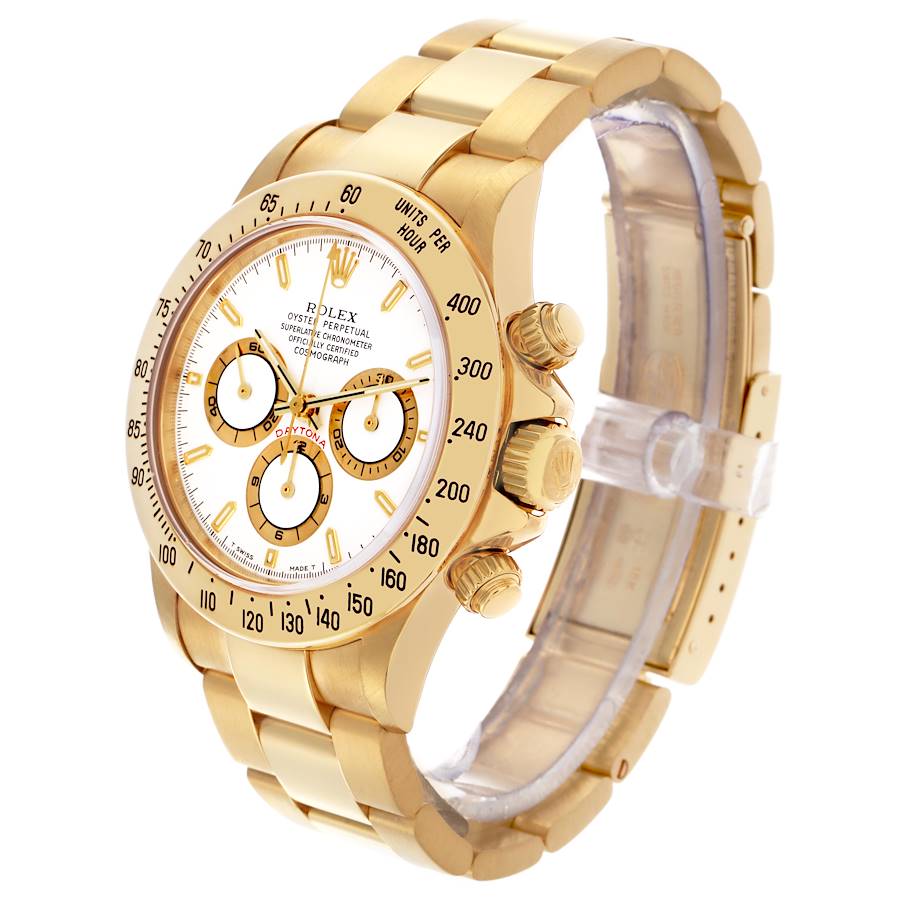 Reloj réplica para hombre: Rolex Daytona, cronógrafo, oro amarillo, esfera blanca, 16528 — sofisticado – Foto 4