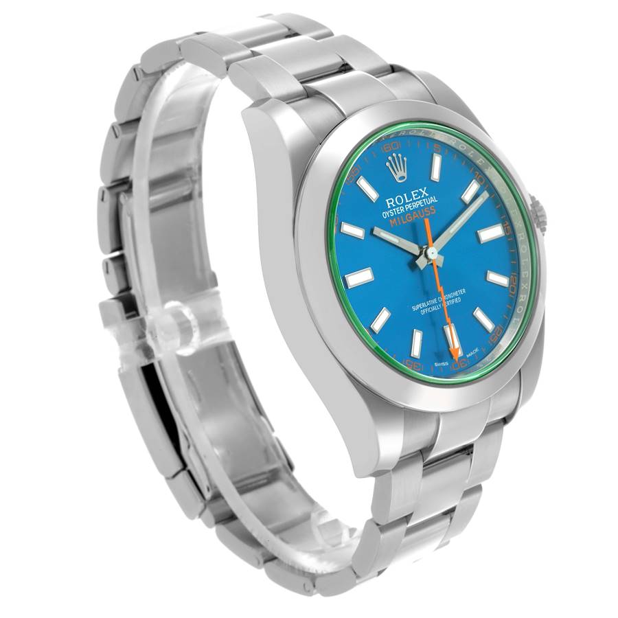 Reloj réplica para hombre: Rolex Milgauss, esfera azul, cristal verde, acero, 116400GV — con estilo – Foto 3