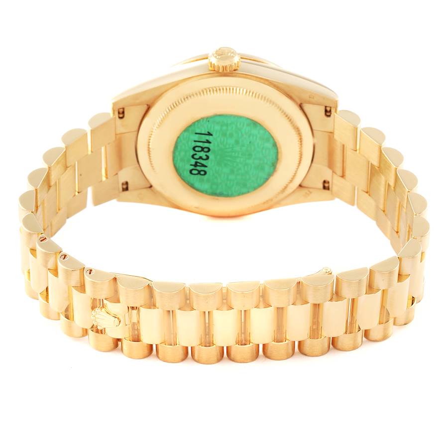 Reloj réplica para hombre: Rolex President Day Date, oro amarillo, verde, esmalte, diamante, 118348 — excelente – Foto 7
