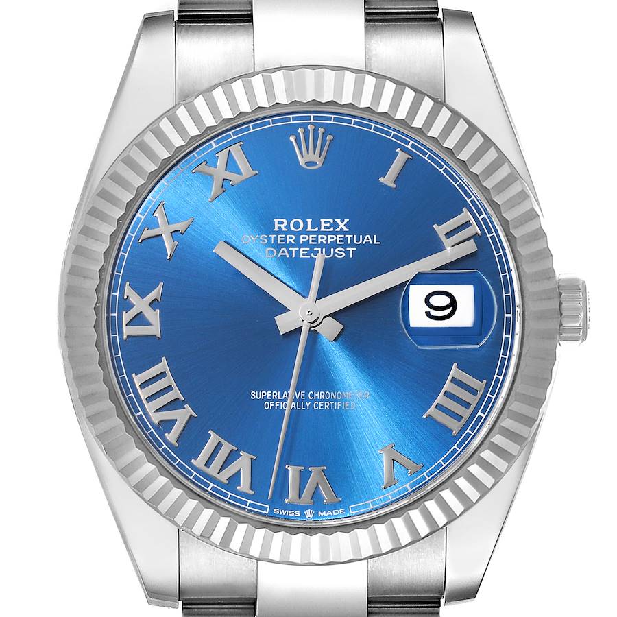 Reloj réplica para hombre: Rolex Datejust 41, acero y oro blanco, azul, esfera con números romanos, 126334 — para coleccionistas – Foto 1